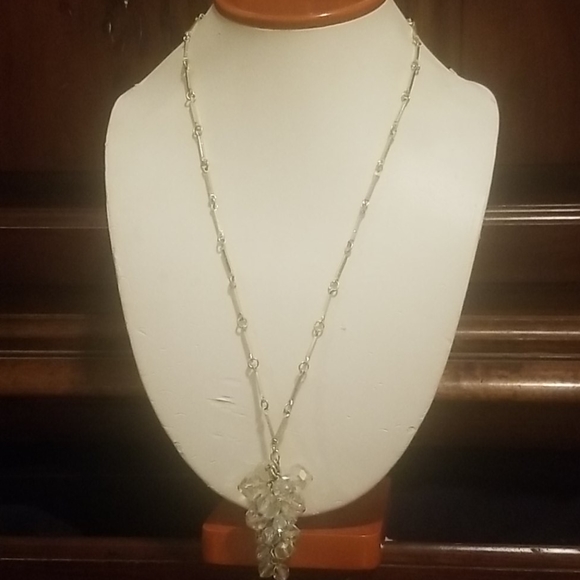 Vintage silver tone crystal drop necklace PM 928 - Picture 2 of 2